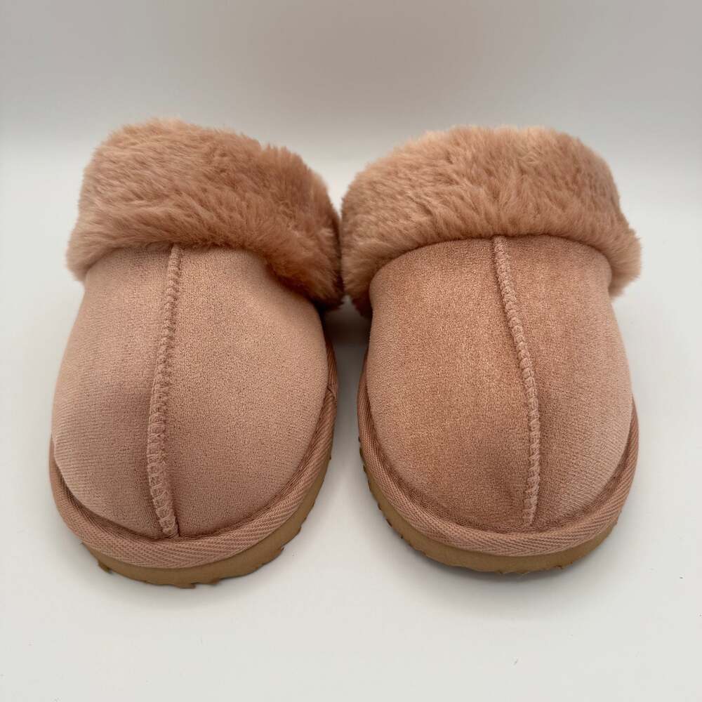 FLOOPI TAN FAUX FUR LINED SLIP ON SLIPPERS SIZE LARGE